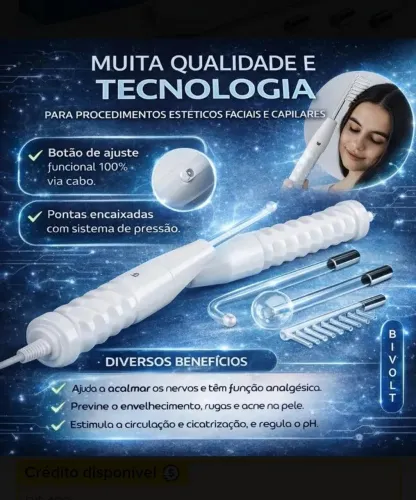 Aparelho facial de alta prequencia para cabelo e face 