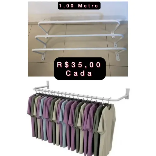 Arara (corrimão) ideal para exposição de roupas e acessórios 