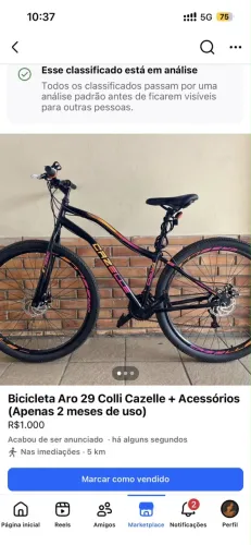 Bicicleta Aro 29 Colli Cazelle + Acessórios (Apenas 2 meses de uso)