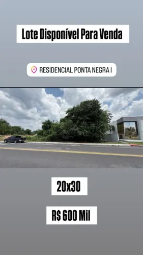 Vendo 01 lote(600m²) no Residencial Ponta Negra 1 - R$ 600.000,00