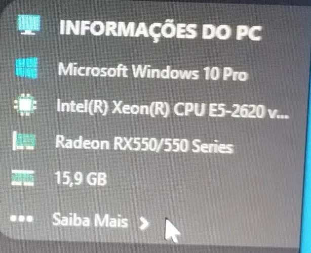 Computador Gamer Xeon E5 + RX 550 + Acessório e Tela