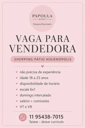 Vaga para vendedora