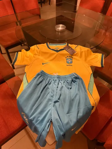 Kit Infantil Brasil Amarelo Camiseta + Short Tamanho 28 Novo
