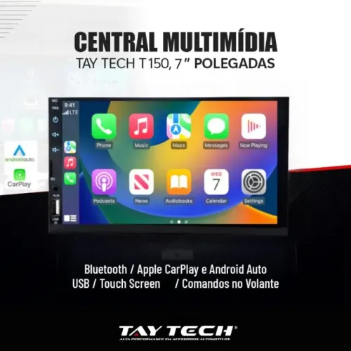 Central Multimídia 2 Din 7 polegadas espelhamento Android Auto e carplay
