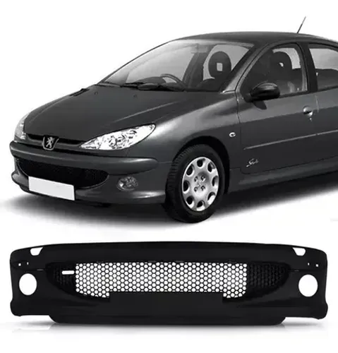 Parachoque Peugeot 206 2004 à 2010 - Perua SW - Furo Farol Auxiliar - Preto Liso - Lumax