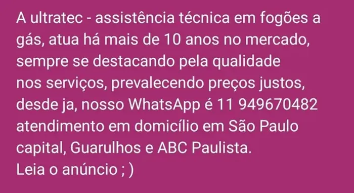 Somos uma equipe de Técnico de fogões a gás gn / glp consulte-nos!..