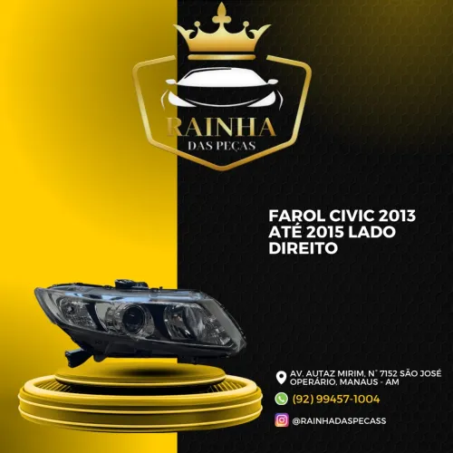 Farol Civic 2013 até 2015 Lado Direito