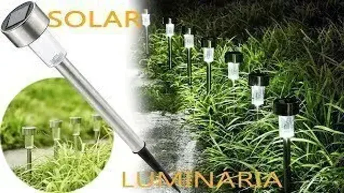 lâmpada luminária luz led solar jardim poste balizador _ cs192