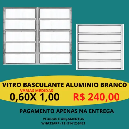 vitro basculante aluminio branco 60x1,00 cod 02 - pagamento na entrega- frete a/c