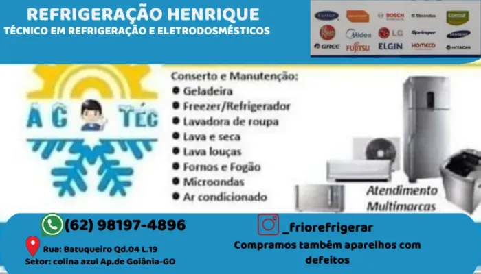 Consertamos geladeira e máquina de lavar etc