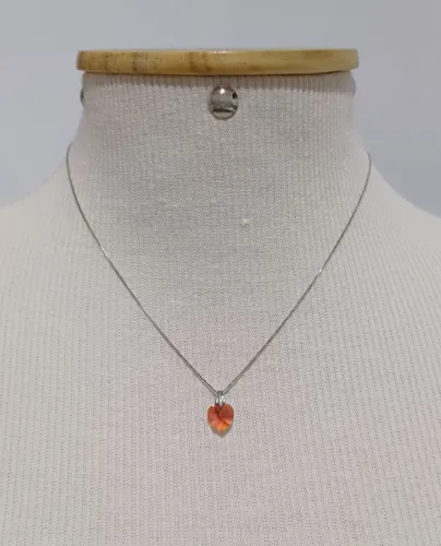 Colar Pingente de Coração Cristal