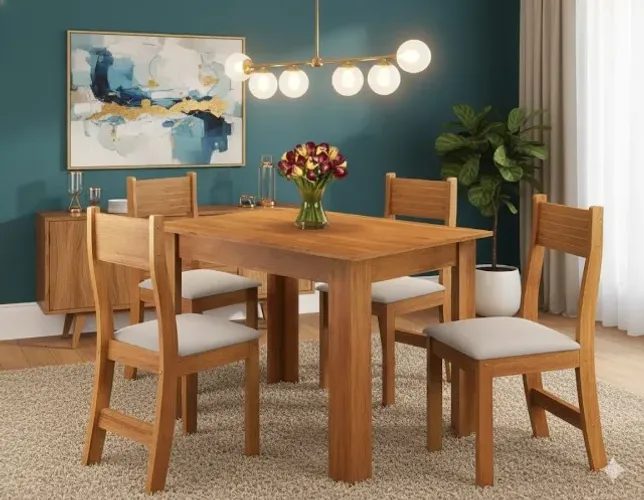 Mesa de jantar Flora com Cadeiras Maia Bronze