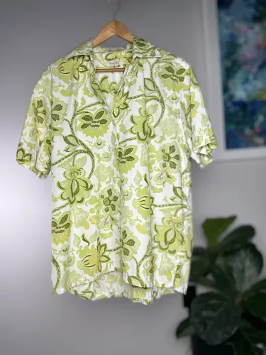 Camisa GG Richards Manga Curta Verde Floral