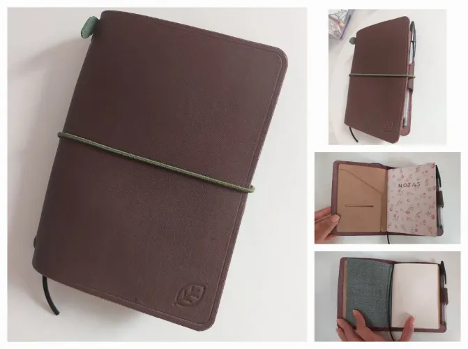 Capa A6 de couro legítimo feita a mão NOVA - Traveler's Notebook (TN) Midori caderno