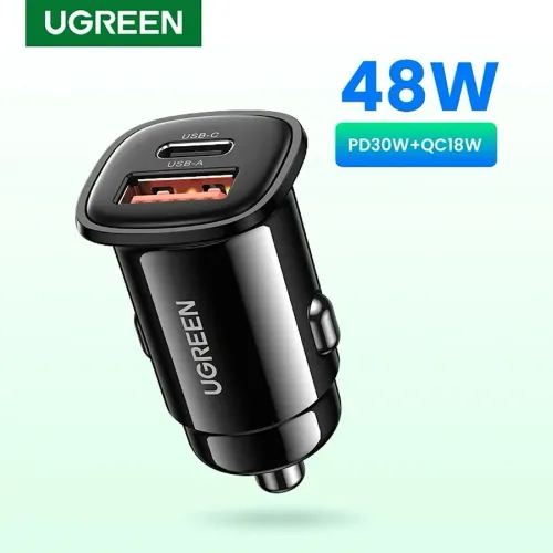 Carregador iPhone 12v Veicular Ugreen usb tipo A e tipo C. Fonte Moto Carro O Melhor!
