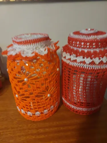 Vidro 3l, com capa de crochê artesanais