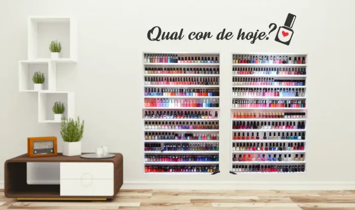 Adesivo Parede Salão Manicure Esmalteria - Qual Cor de Hoje?
