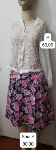 LINDÍSSIMO CONJUNTO!! IDEAL P/ PRESENTAR!  Blusa e Saia Feminina, blusa P e saia P 