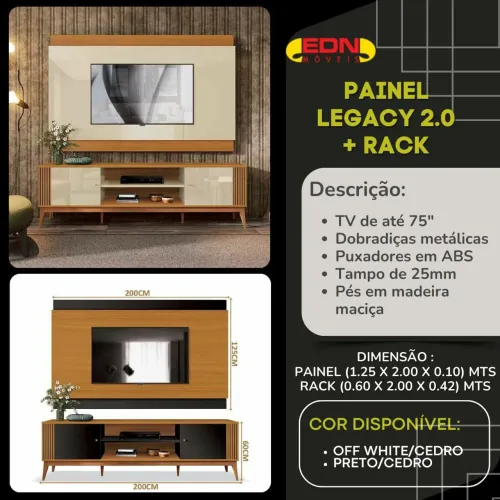 Painel Legacy 2.0 + Rack - EDN Móveis