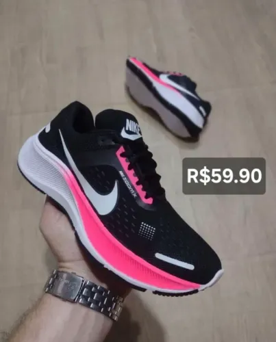 Tênis Esportivo preto rosa
