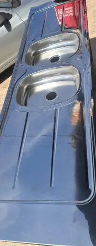 Cuba de aço inox para cozinha 1,80 MTS com 2 bojos 