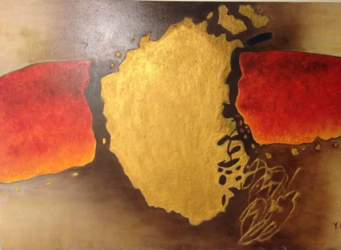 Quadro tinta a óleo - abstrato com trabalho em areia 