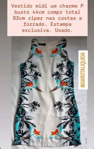 Vestido Midi Estampa Tropical - Tamanho P