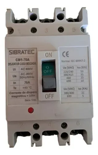  Disjuntor Caixa Moldada 70a Sibratec