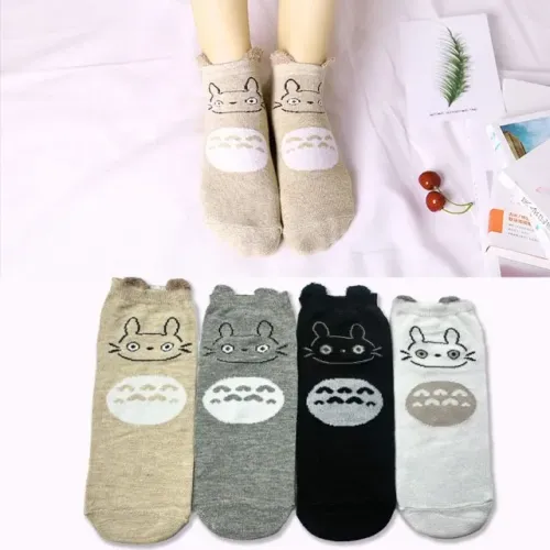 Meias Fofas: Gatinho ou Totoro Studio Ghibli com Orelhas, Renda de Corações - Cute, Kawaii