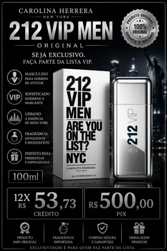 PERFUME MASCULINO 212 VIP MEN CAROLINA HERRERA ORIGINAL