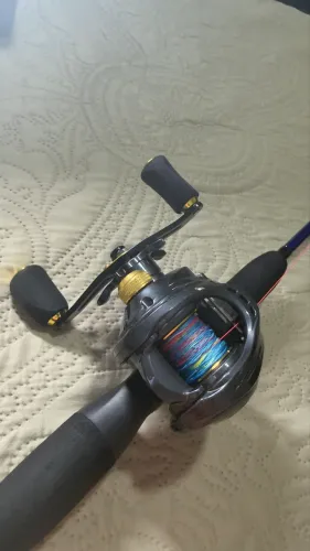 Vara de pesca completa e duas iscas