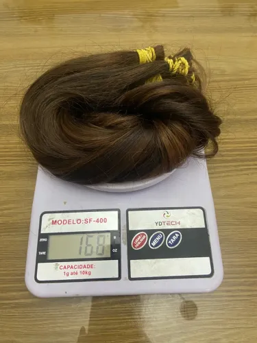 Cabelo humano do Sul 55 cm, 150 g moreno iluminado
