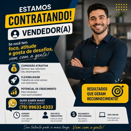 Vaga para Vendedor(a) Online - Trabalho 100% remoto + comissão