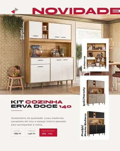 Armário de cozinha Erva doce -140.  Medidas  1.85x1.40m.