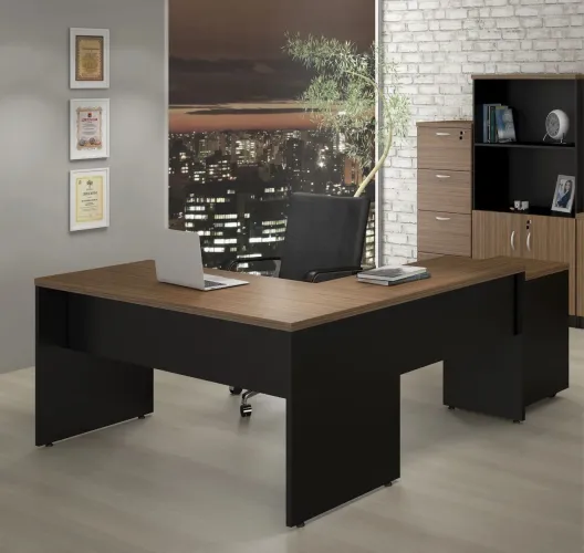MESA DE ESCRITÓRIO COM GAVETEIRO LOJA IKONOFFICE