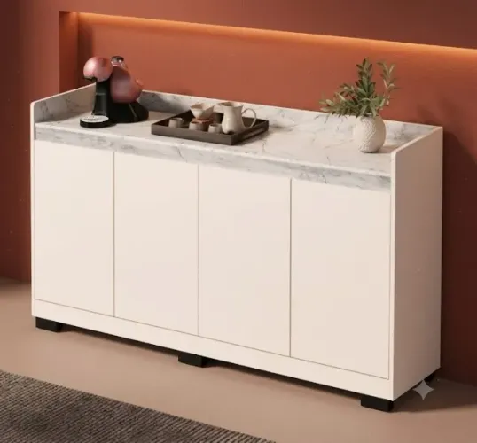 Buffet Real Marmorizado Off/Marmore Branco Novo! 