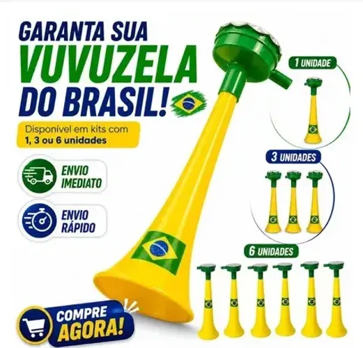 Vuvuzela Corneta Do Brasil Barulho Copa Do Mundo Torcedor