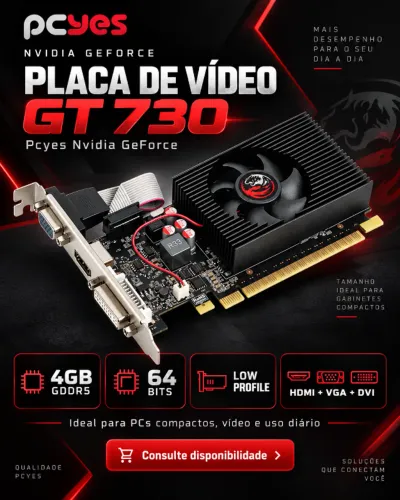 PCYes NVIDIA GeForce GT 730 4GB GDDR5 64 Bits