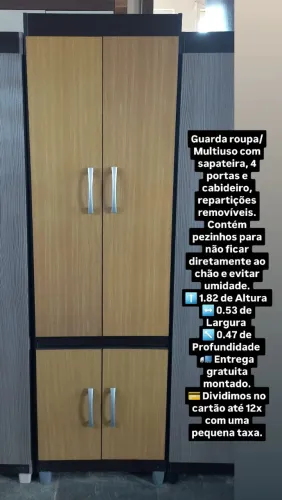 Entrega gratuita montado, guarda roupa/Multiuso com sapateira, 4 portas e cabideiro