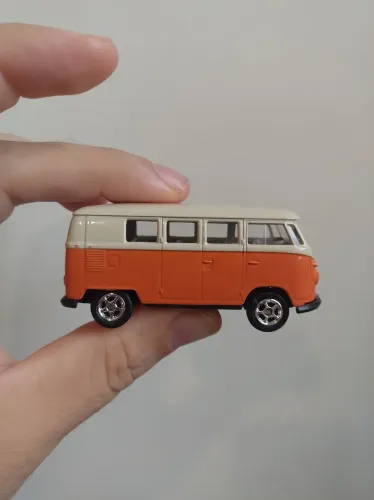 Miniatura Welly Kombi 1963 Laranja/bege Volkswagen T1 Bus 1:64 Loose Diecast Novo