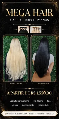 Mega hair, cabelo 100% humano.