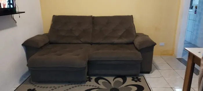 ? Sofá Linoforte 4 Lugares Retrátil e Reclinável Suede - R$ 1.400,00 | Seminovo?