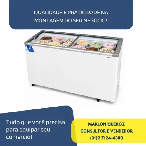 Freezer Horizontal Tampa de Vidro 503L Fricon