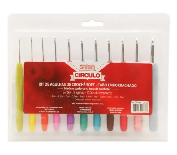 Kit Agulhas de Crochê Soft Emborrachada Círculo