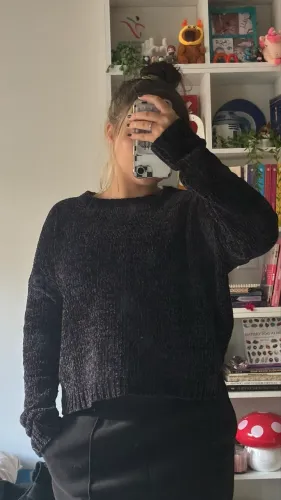 Blusa de crochê preta 
