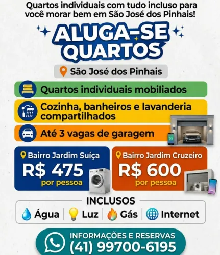 alugo quartos em Sao Jose dos Pinhais