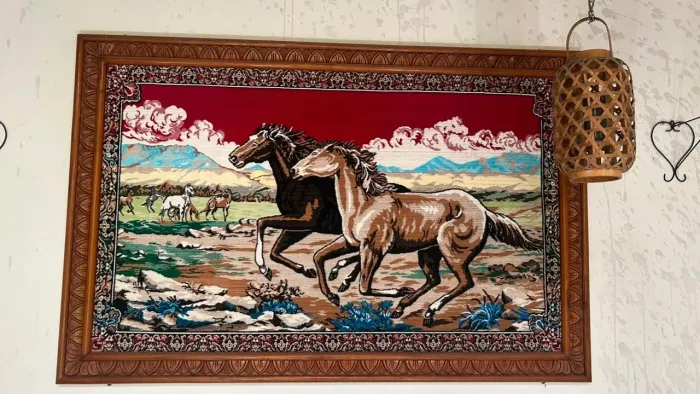 Quadro Grande Cavalos ao vento em tapeçaria