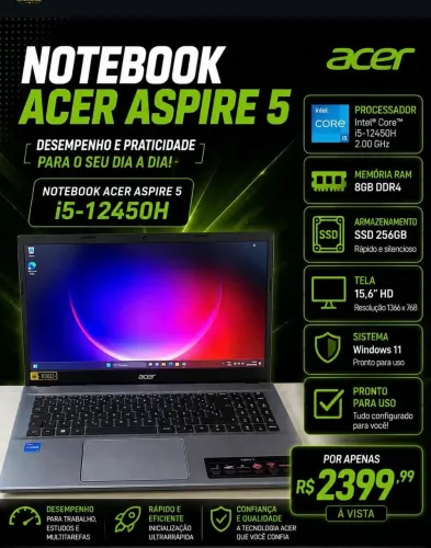 Notebook Acer i5 de 12 ° geração