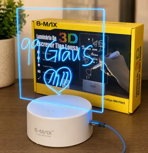 Luminária LED 3D Tipo Lousa com Caneta e com 7 Cores B-MAX BM-F945