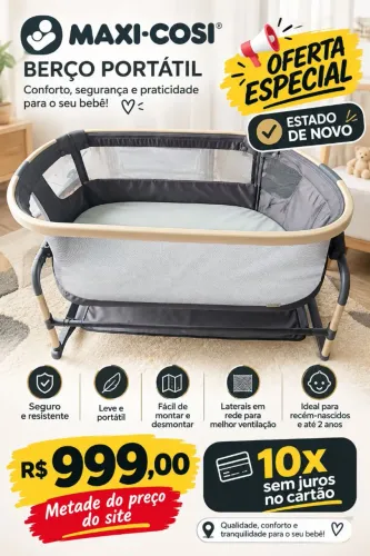Berço maxi-cosi estado de novo pela metade do preço do site